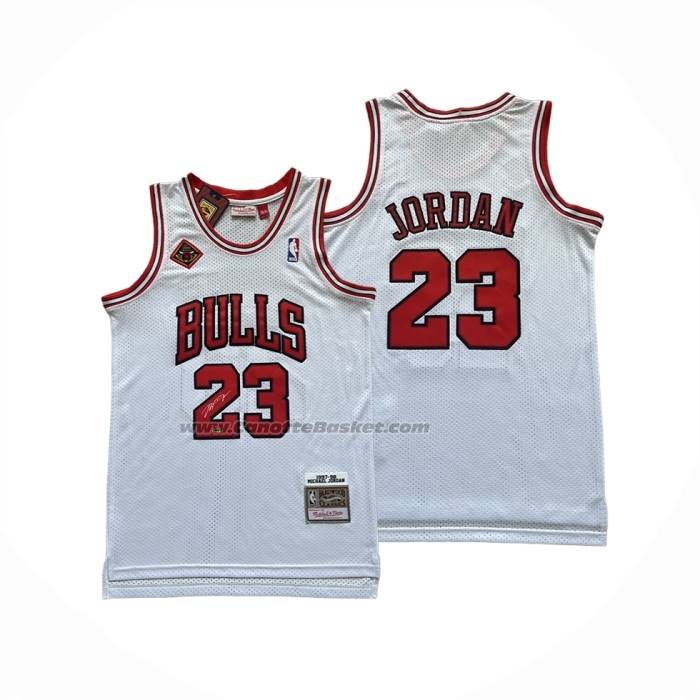 Maglia Chicago Bulls Michael Jordan No 23 Mitchell & Ness 1997-98 Bianco Firmada